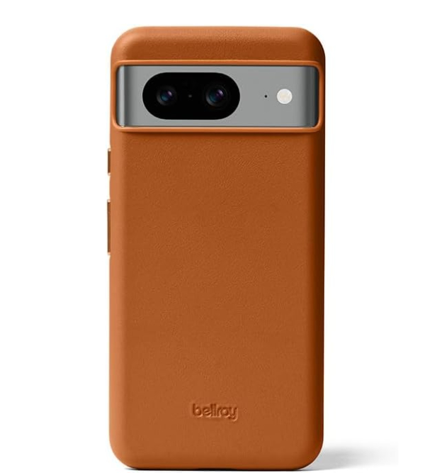 Bellroy Leather Case for Pixel showing the eco-tanned leather finish and slim profile