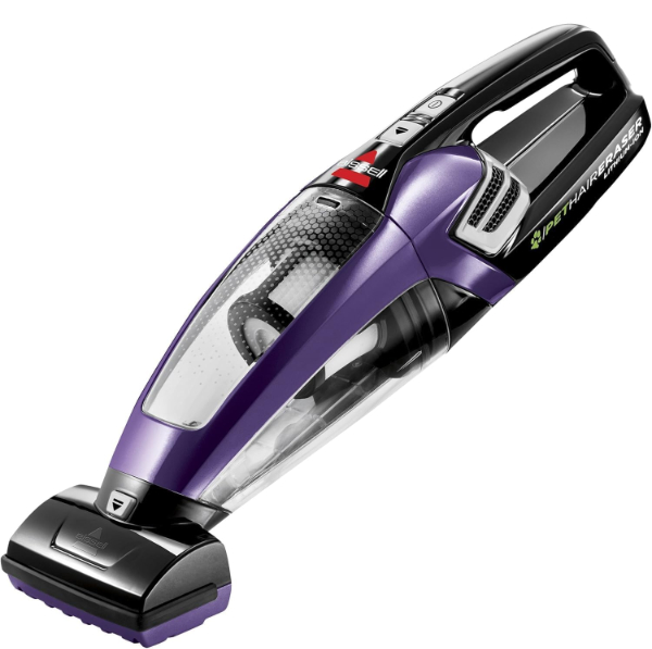 Bissell Pet Hair Eraser handheld vacuum in purple and black