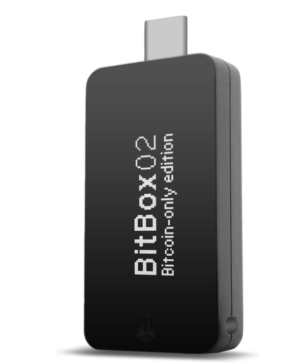 BitBox02 hardware wallet showing its tiny size and USB-C plug
