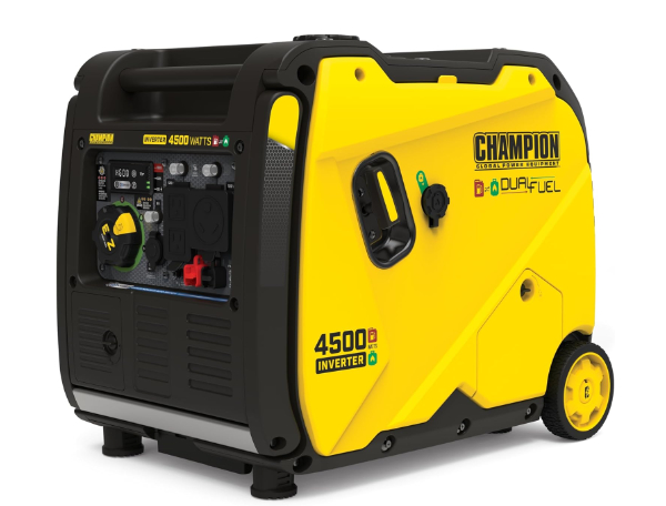 Champion dual fuel inverter generator with yellow and black trim