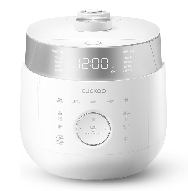 Cuckoo CRP-LHTR1009F twin pressure induction rice cooker in white with minimalist design