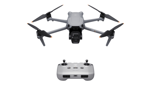 DJI Air 3S drone featuring dual primary cameras and forward-facing LiDAR