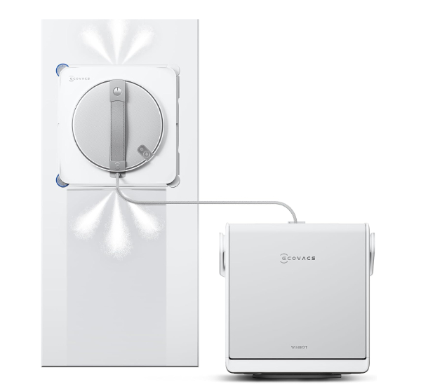 Ecovacs Winbot W2 Omni with its portable base station