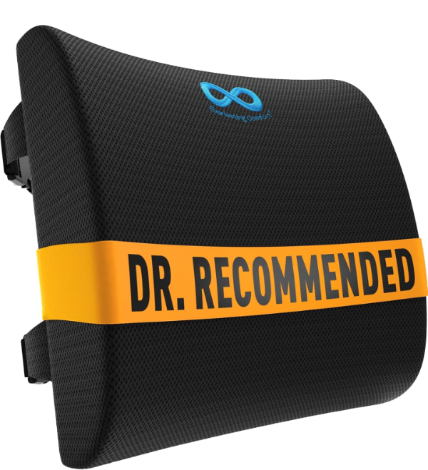 Everlasting Comfort Lumbar Support pillow on a car seat