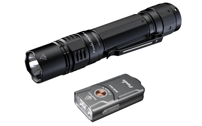 Fenix PD36R Pro tactical flashlight with dual tail switches