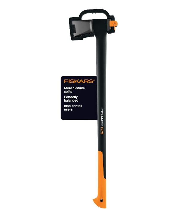 Fiskars X27 Super Splitting Axe with 36-inch orange and black handle