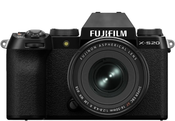 Fujifilm X-S20 camera with lens