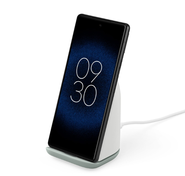 Google Pixel Stand 2nd Gen showing the upright wireless charging base with integrated cooling fan