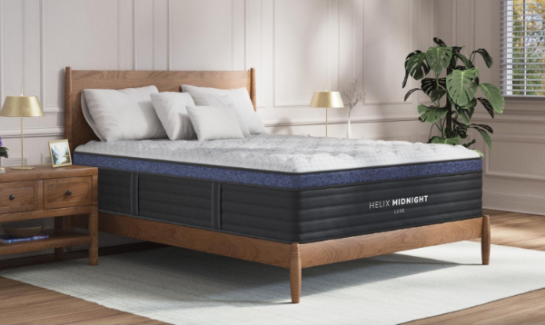 Helix Midnight Luxe hybrid mattress with a quilted pillow top and zoned coil layer