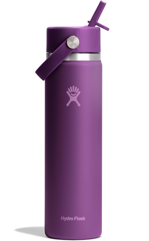 Hydro Flask Wide Mouth bottle with the updated Flex Straw Cap
