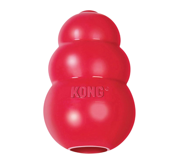 KONG Classic Red Rubber Dog Toy with iconic three-tiered shape