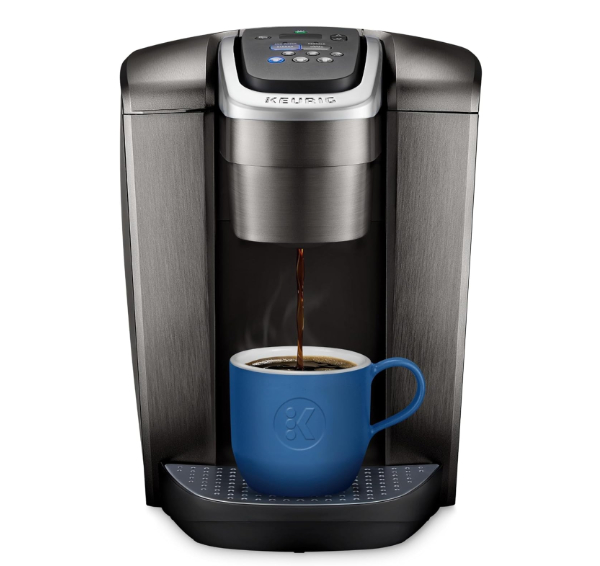 Keurig K-Elite single serve coffee maker in brushed silver
