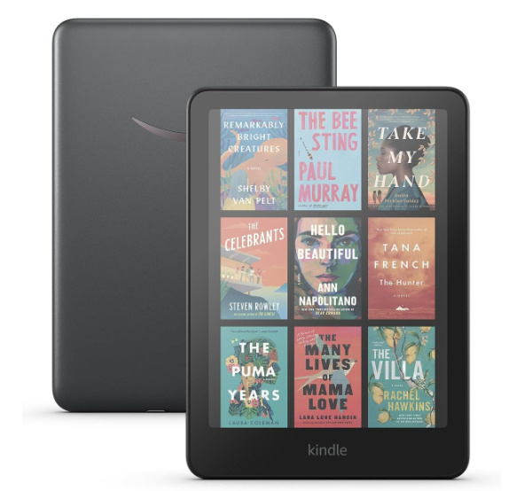 Kindle Colorsoft Signature Edition displaying a colorful book cover