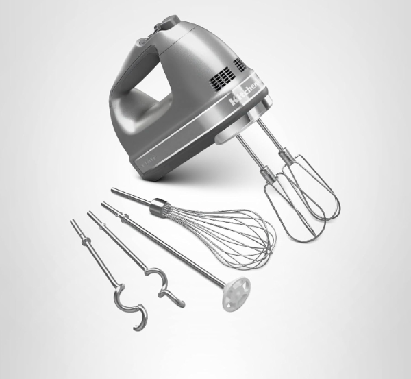 KitchenAid 9-Speed Digital Hand Mixer with multiple attachments