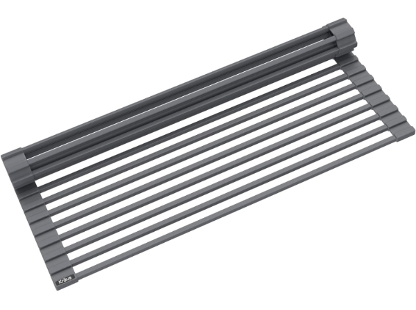 Kraus roll-up dish drying rack over a kitchen sink