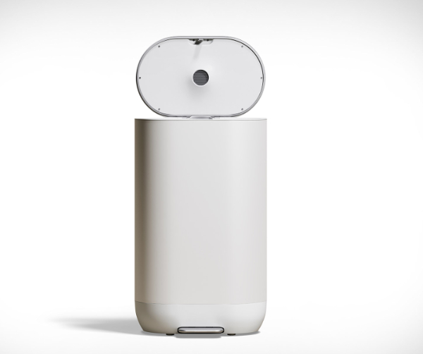 Large white Mill Kitchen Bin standing on the kitchen floor