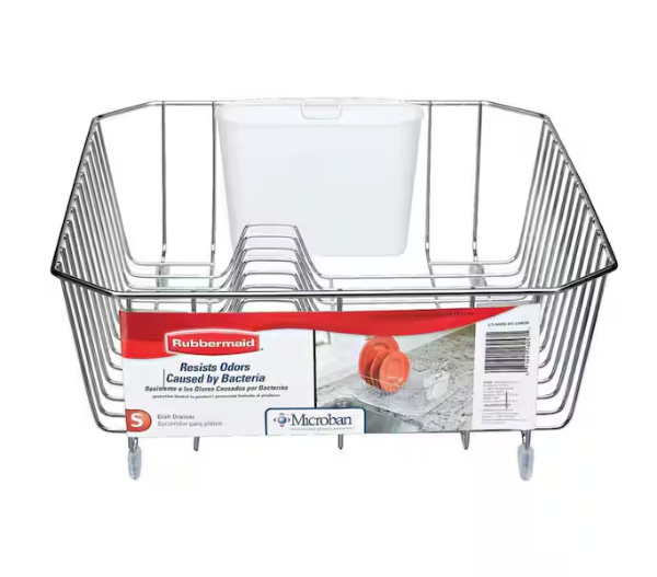 Rubbermaid antimicrobial compact dish drainer in black