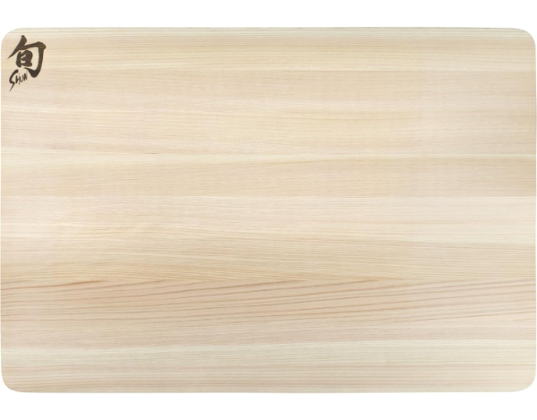 Shun Hinoki Cutting Board featuring light-colored Japanese Cypress wood