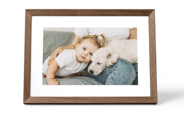 Skylight 10-inch touchscreen digital frame with a simple black border
