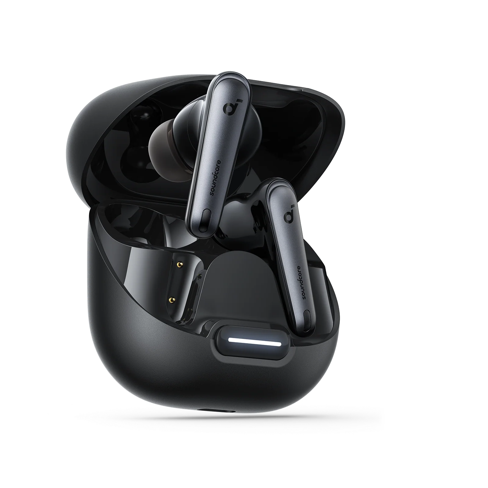 Soundcore Liberty 4 NC earbuds with pop-up charging case