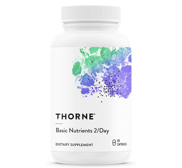 Thorne Basic Nutrients 2/Day bottle showing NSF Certified for Sport seal