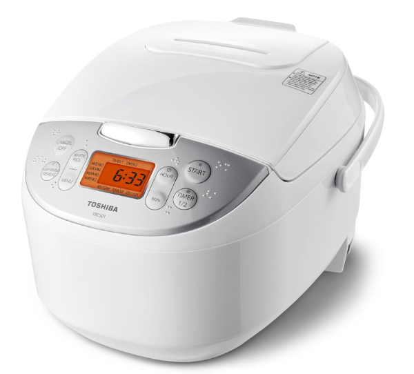 Toshiba TRCS01 digital rice cooker with 3D heating and white finish