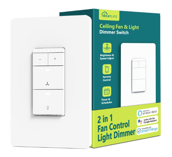 Treatlife dual control switch for fan speed and light dimming