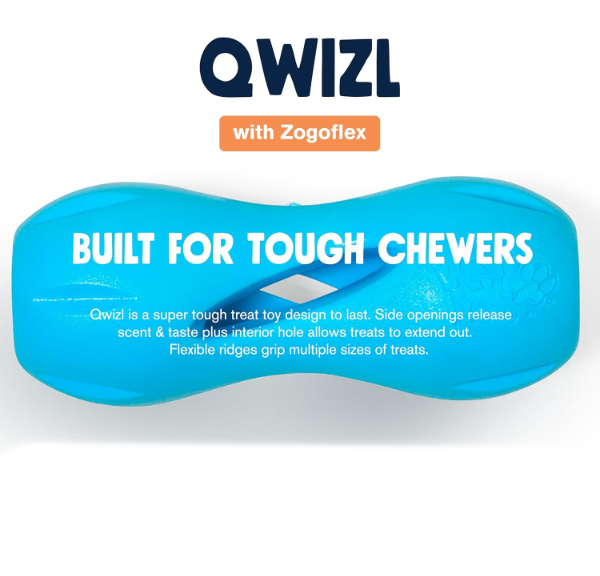 West Paw Zogoflex Qwizl treat dispensing toy in bright green