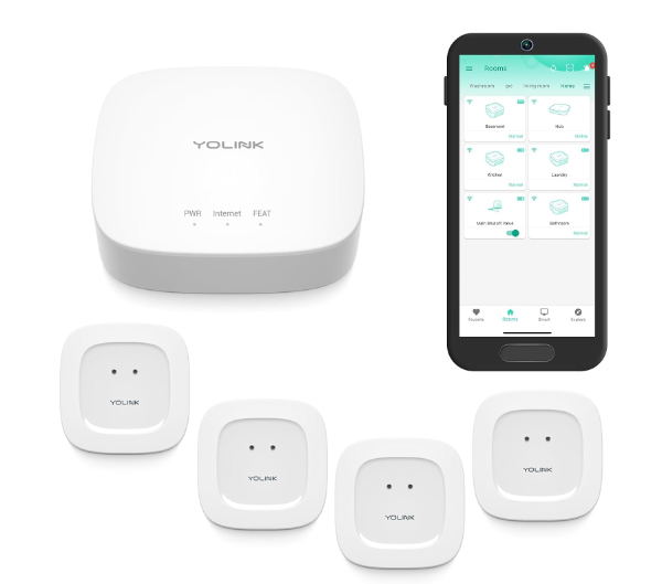 YoLink sensor and hub showing the antenna for long range