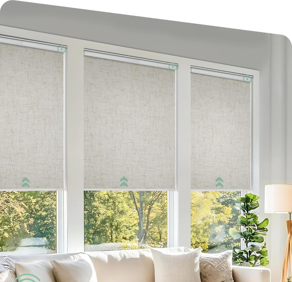 Yoolax motorized blackout shades in a custom installation