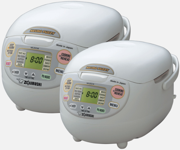 Zojirushi NS-ZCC10 Neuro Fuzzy rice cooker with classic rounded design and wall-mount option